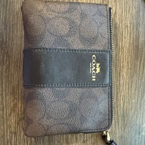 Coach Signature Brown and Black Wristlet